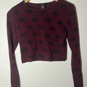Forever 21 Maroon Elephant Pattern Crop Top
